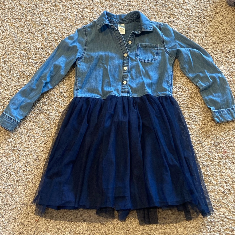 Oshkosh B’gosh girls size small denim/tulle dress